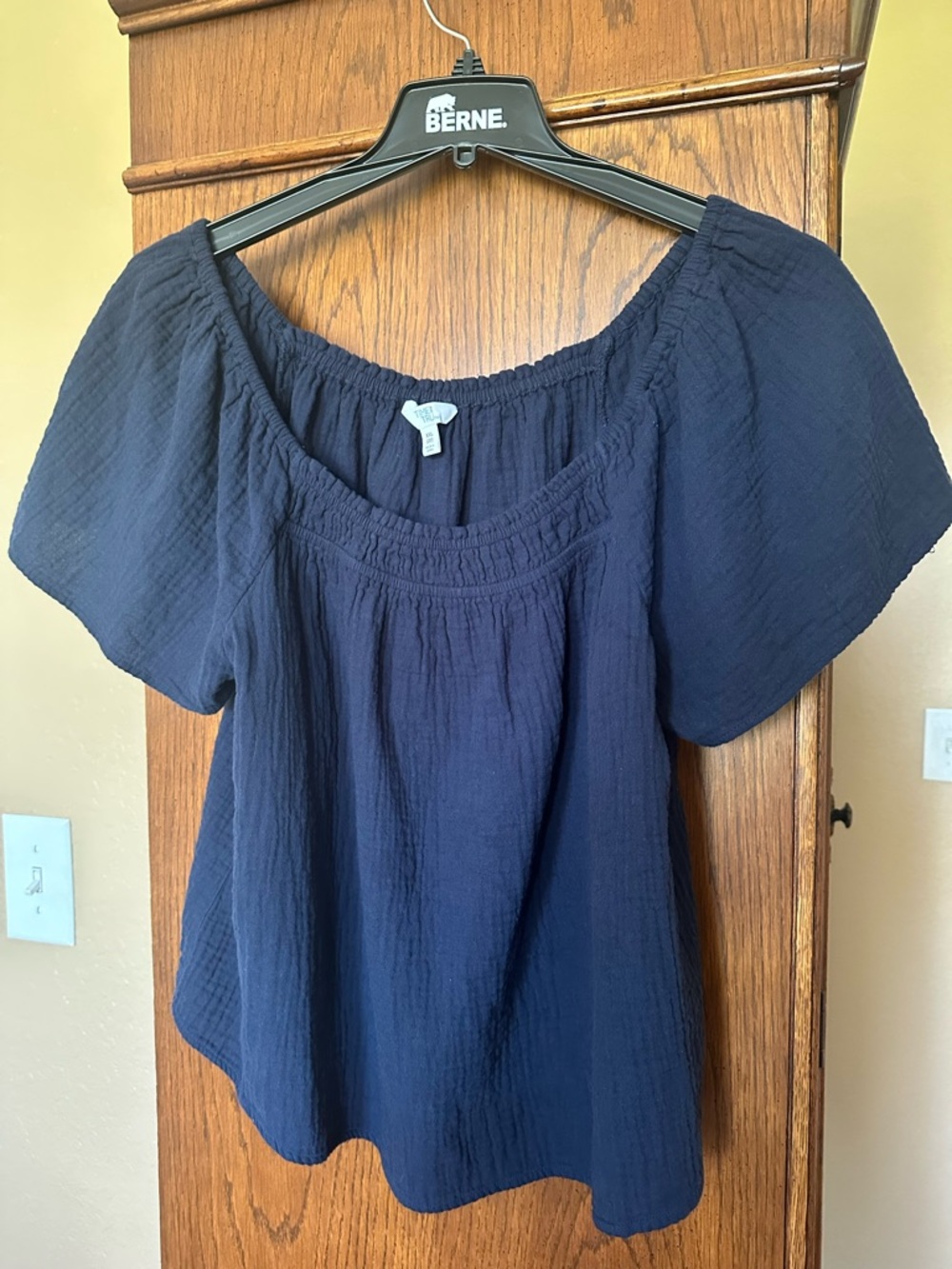 Women’s Navy Blue Peasant Top